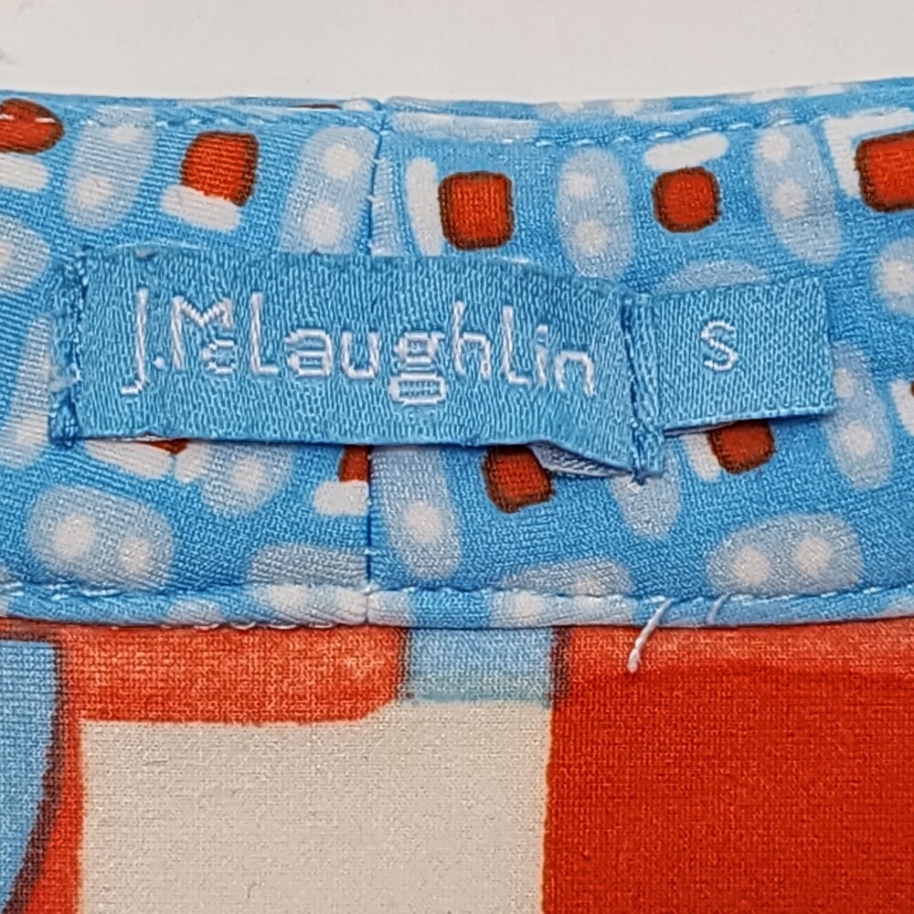 J. Mclaughlin Emer Dress Eclipse Print Orange Blue White Size Small #645 View 4